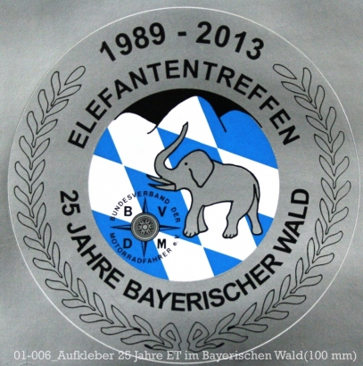 01-006_Aufkleber 25 Jahre Elefantentreffen im Bayerischen Wald